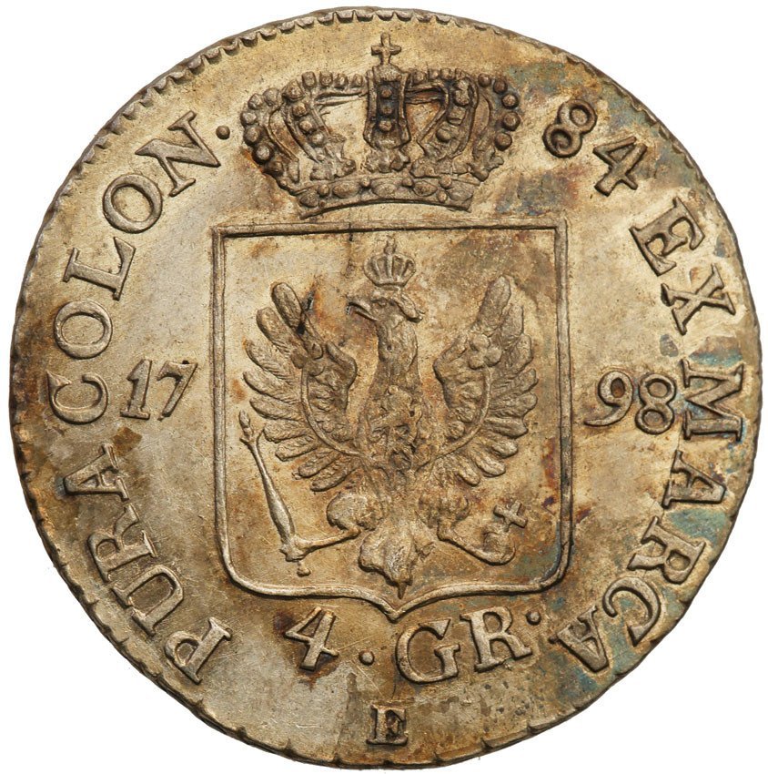 Niemcy, Prusy. Fryderyk Wilhelm II (1786-1797), 4 grosze 1798/E, Królewiec